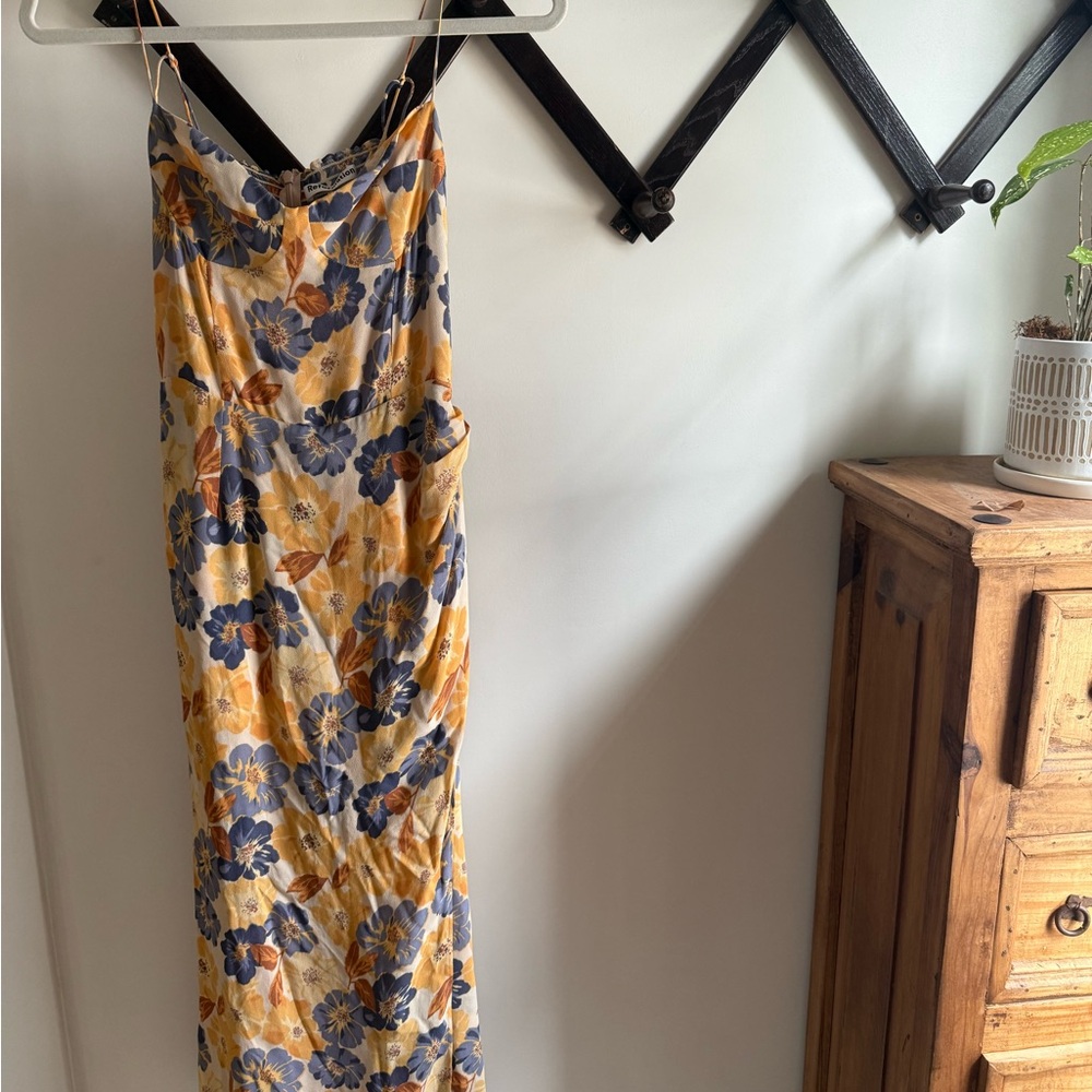 Reformation Yellow and Blue Floral Maxi Dress